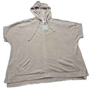 Barefoot Dreams CozyChic Ultra Lite Sand/stone Zip up Hoodie L/XL NWT Sleeveless
